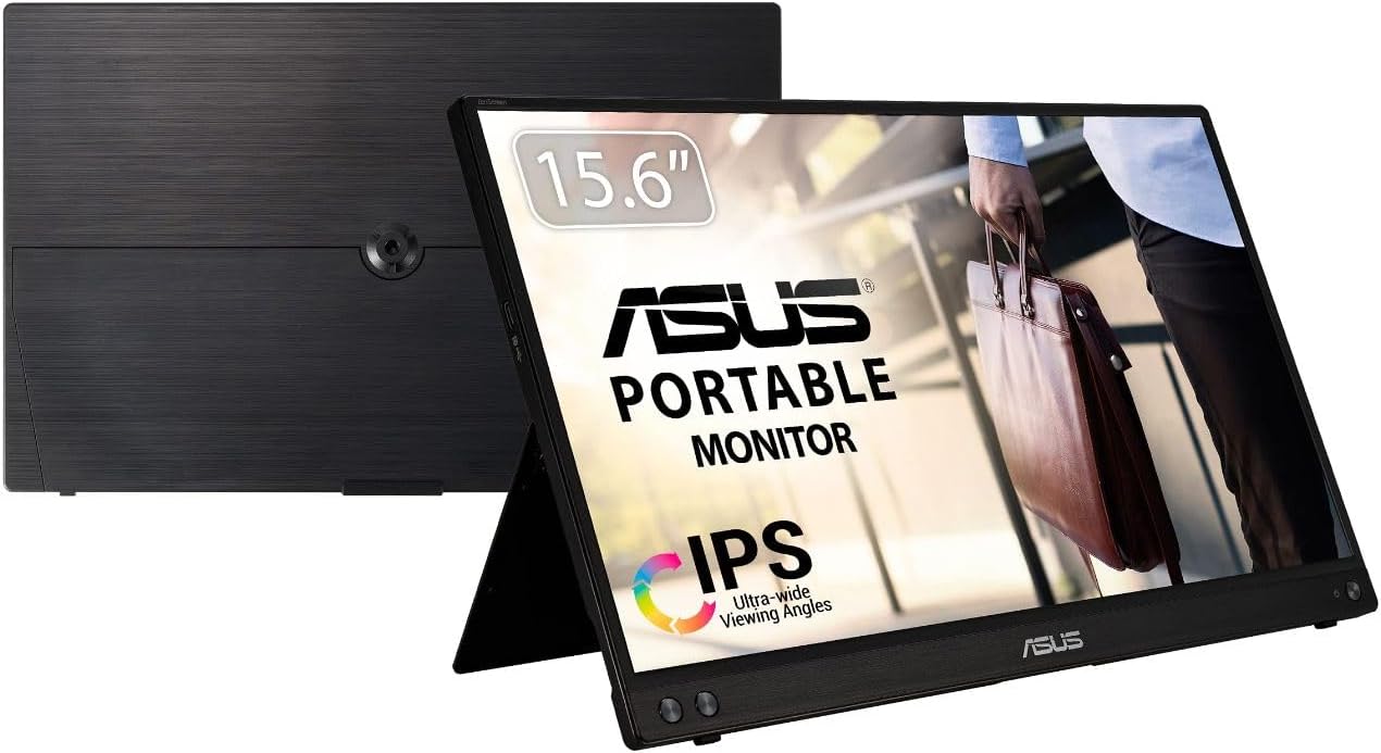 ASUS ZenScreen 15.6' 1080P Portable Monitor (MB16ACV) - Full HD, IPS, Eye Care, Flicker Free & VA24DQ 23.8' Monitor, 1080P Full HD, 75Hz, IPS, Adaptive-Sync/FreeSync, Eye Care