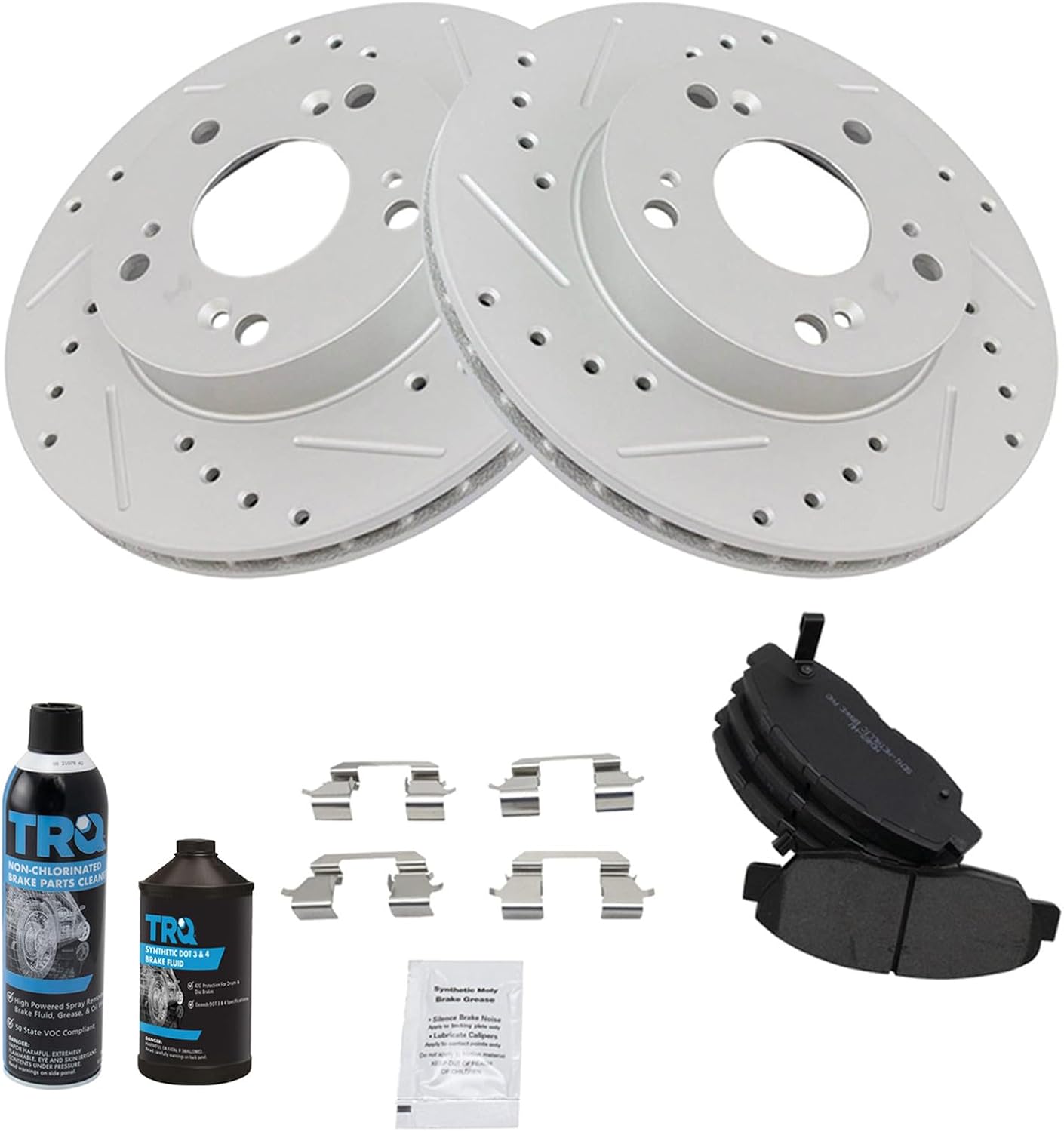 Front Performance Brake Pad & Rotor Kit, with Chemical Kit Semi-Metallic Premium G-Coated Compatible with 2006-2011 Honda Civic