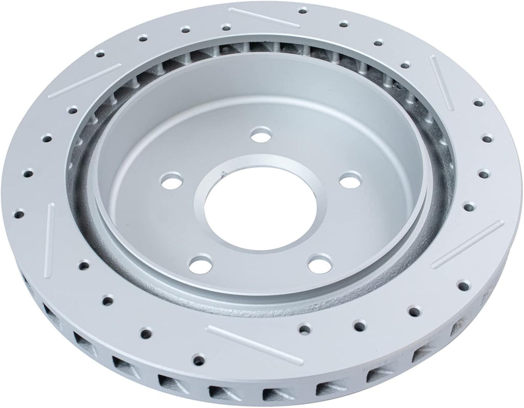 TRQ Performance Front Rear Brake Rotor Set G Coated Vented Drilled Slotted Compatible with 1997-2004 Chevrolet Corvette 2004 2004-2009 Cadillac XLR