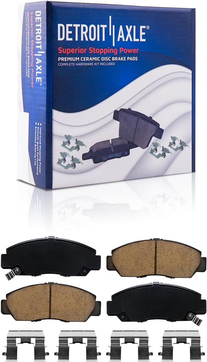Detroit Axle - V6 Brake Kit for 03-07 Honda Accord [Automatic Trans.] Front & Rear Disc Brakes Rotors Ceramic Brake Pads 2003 2004 2005 2006 2007 Replacement