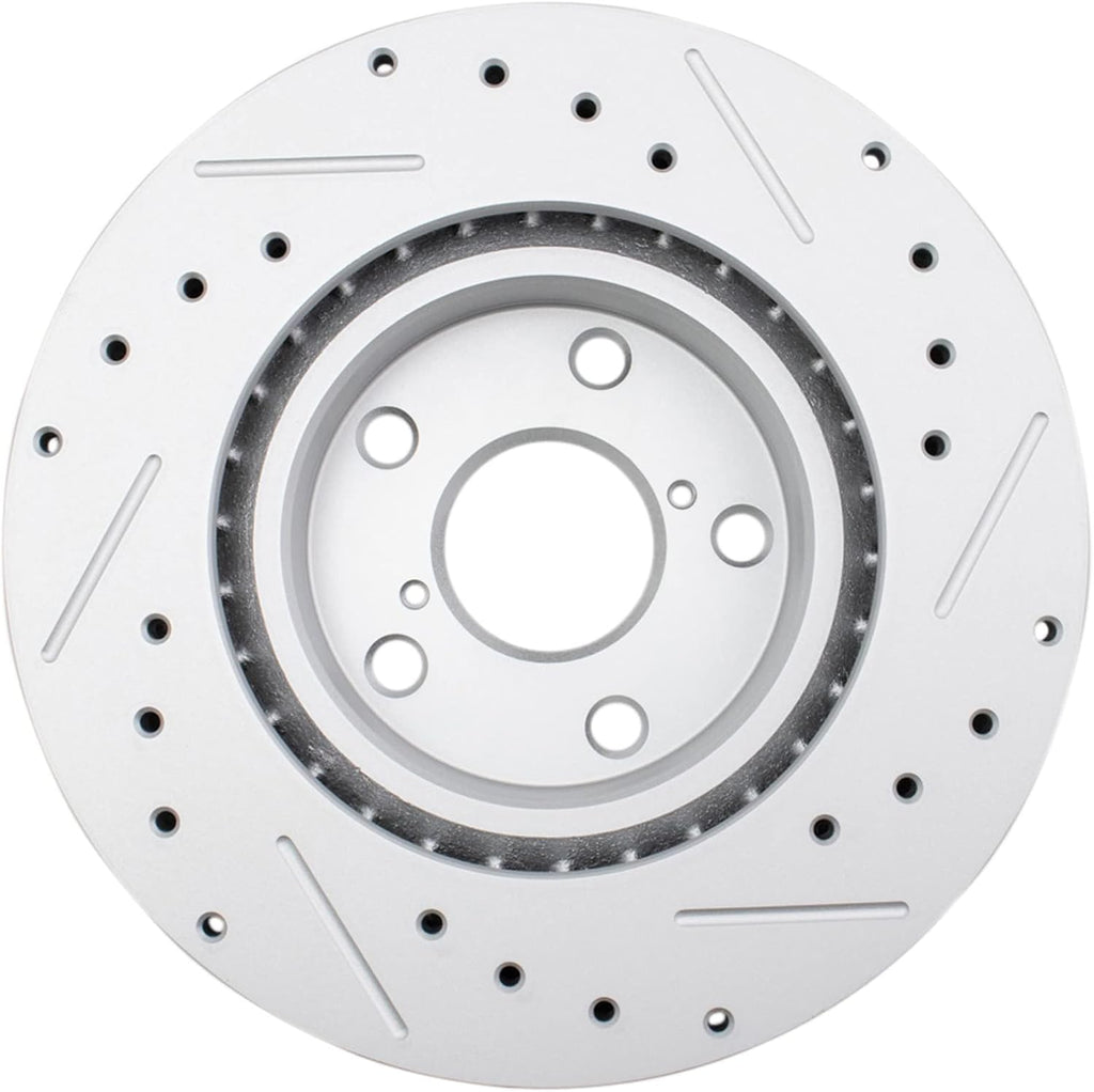 TRQ Performance Front and Rear Brake Rotor Set G Coated Drilled and Slotted Compatible with 2009-2013 Lexus IS250