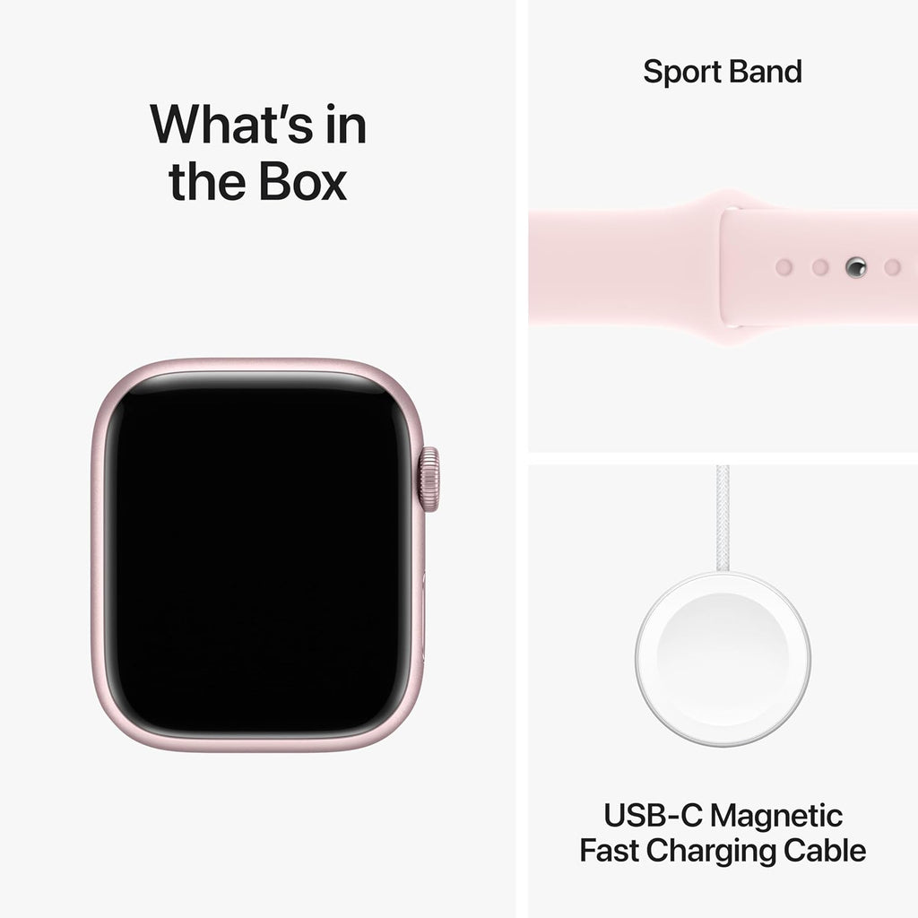 Apple Watch Series 9 [GPS, 45mm] Pink Aluminum Case with Pink Sport Band, M/L (Renewed)
