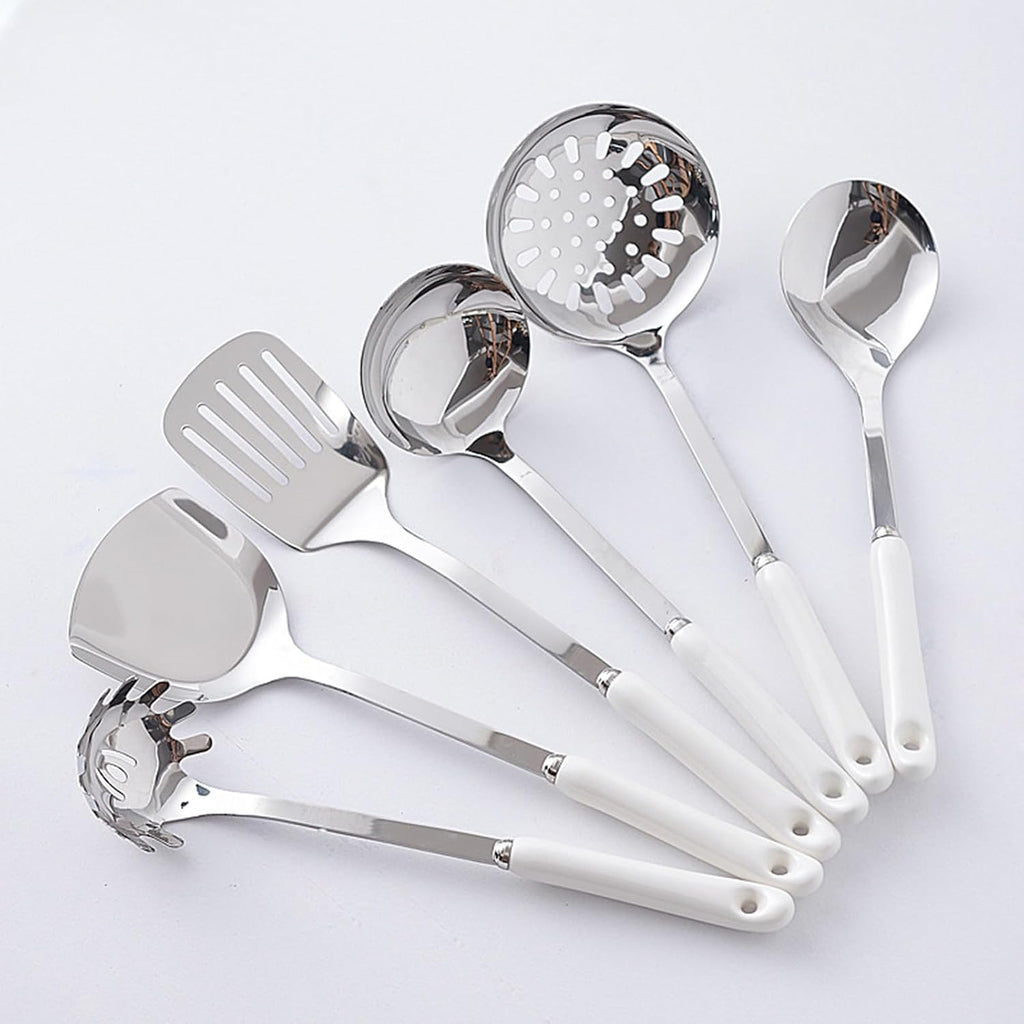7 Pieces Metal Kitchen Utensils Set Kitchenware Cookware Set Mirror Polished 304 Stainless Steel Kitchen Cooking Utensils Set with Holder Heat Resistant Ceram,Pink