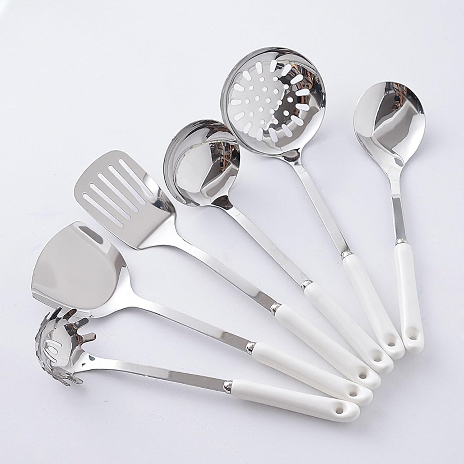 7 Pieces Metal Kitchen Utensils Set Kitchenware Cookware Set Mirror Polished 304 Stainless Steel Kitchen Cooking Utensils Set with Holder Heat Resistant Ceram,Pink