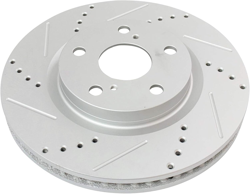 TRQ Performance Front and Rear Brake Rotor Set G Coated Drilled and Slotted Compatible with 2007-2012 Lexus ES350 2008-2012 Toyota Avalon 2007-2011 Camry