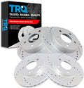 TRQ Performance Front and Rear Brake Rotor Set G Coated Drilled and Slotted Compatible with 1994-2004 Ford Mustang