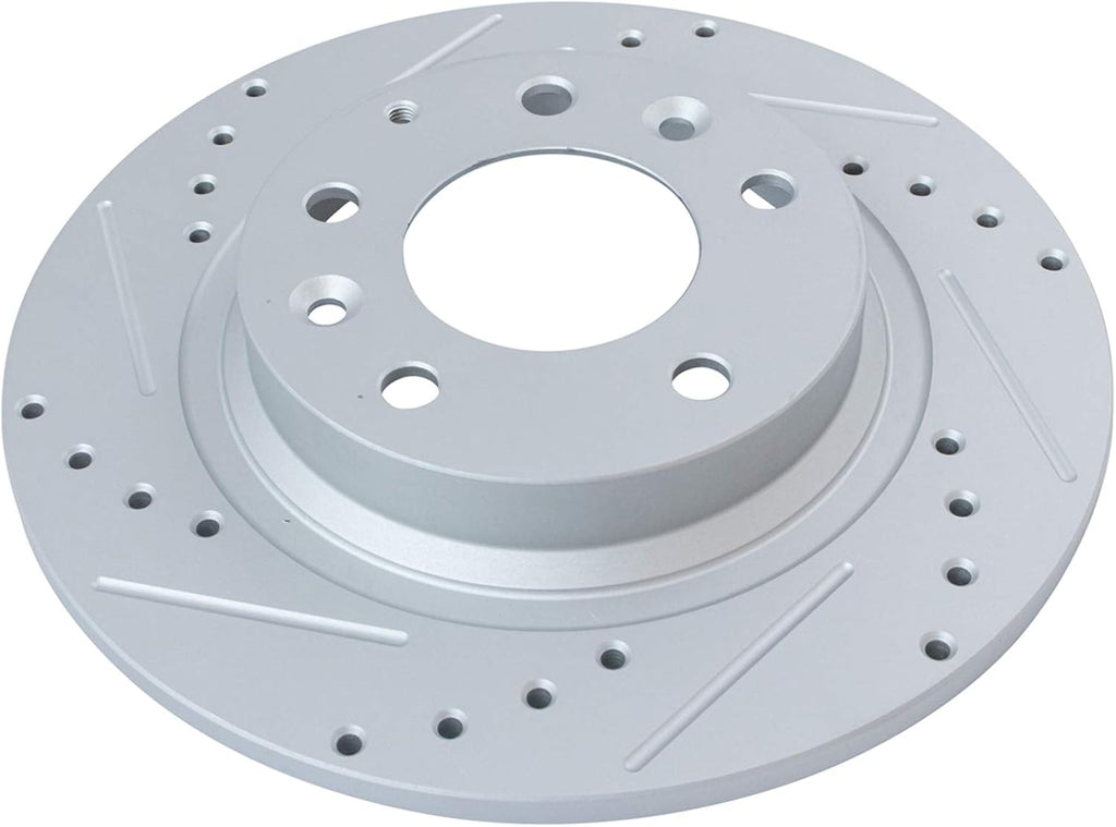 TRQ Performance Front and Rear Brake Rotor Set G Coated Drilled Slotted Vented Solid Compatible with 06-12 Ford Fusion 2006 Lincoln Zephyr 07-12 Lincoln MKZ 06-13 Mazda 6 06-11 Mercury Milan