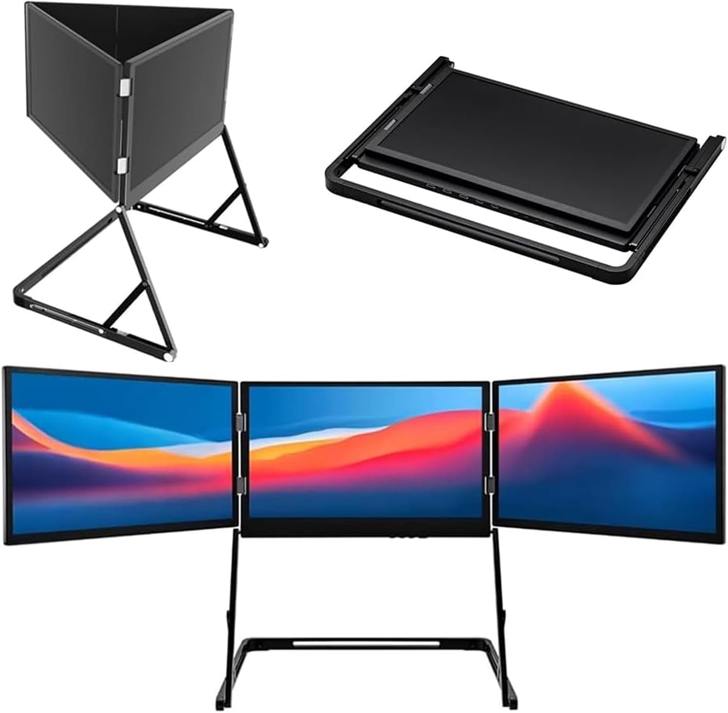 15.6' Fhd 1080p IPS Triple Portable Monitor, Laptop Screen Extender, for Laptop 13-17' with USB-C/HDMI Port, Screen Extender for Windows/Mac