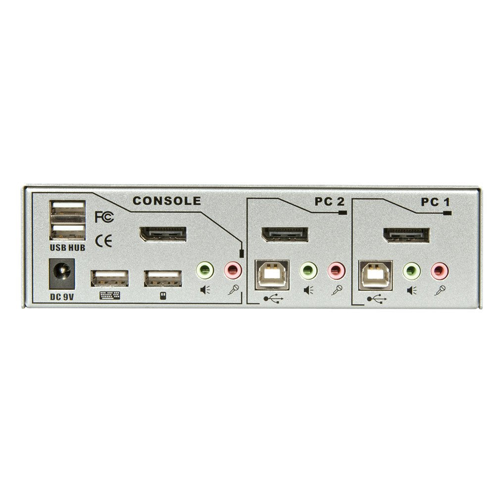 LINDY 39304 2 Port DisplayPort 1.2, USB 2.0 & Audio KVM Switch Pro