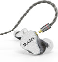 BASN Bmaster5 in Ear Monitors, 5 Drivers Drummer Headphones with Powerful Bass, Noise Isolation IEM Earbuds with Detachable MMCX Silver-Plated OFC Cable for Musicians (Glacier White, 3.5mm)