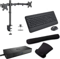Dell WD19S USB-C Workstation Dock 130W 4K Support, HDMI, DisplayPort, USB Hub and Ethernet Bundled with Desk Mount Dual Monitor Stand, MK650 Wireless Keyboard & Mouse, Gel Mouse & Wrist Pad