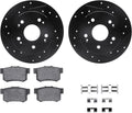R1 Concepts Rear Brake Kit Fits 2006-2011 Acura CSX; 2013-2015 Acura ILX; 1997-2001 Honda Prelude; 2006-2015 Honda Civic| Semi Met Pads, Drilled Slotted Rotors| Hardware| 10.2' Rear