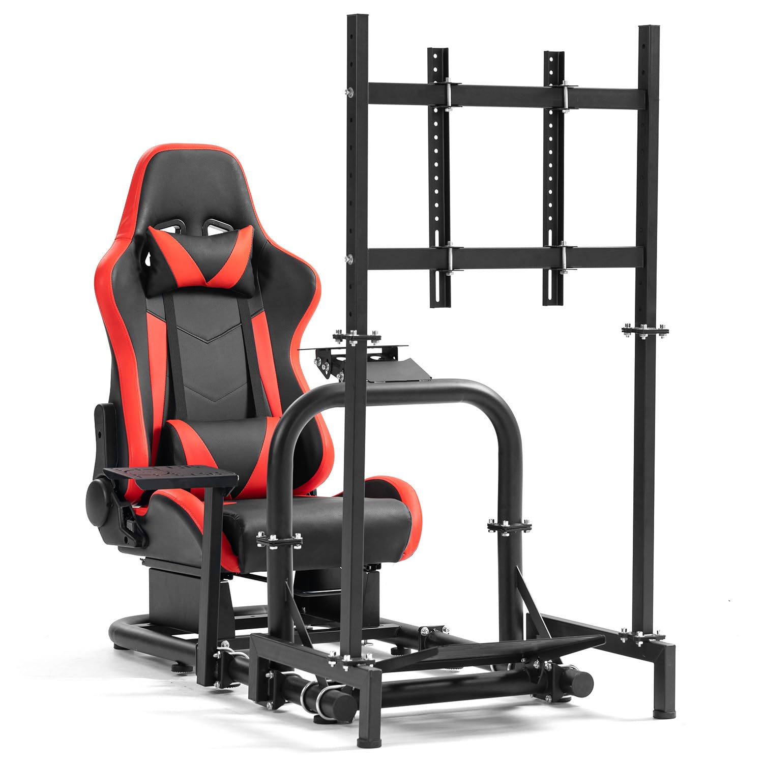 Anman Firm Racing Simulator Cockpit with Red Seat Fit for Logitech G27 G29 G920 G923, for Thrustmaster T300RS TX Motion Driving Wheel Stand Equipped with Display Stand,Shifter & Pedals Not Include