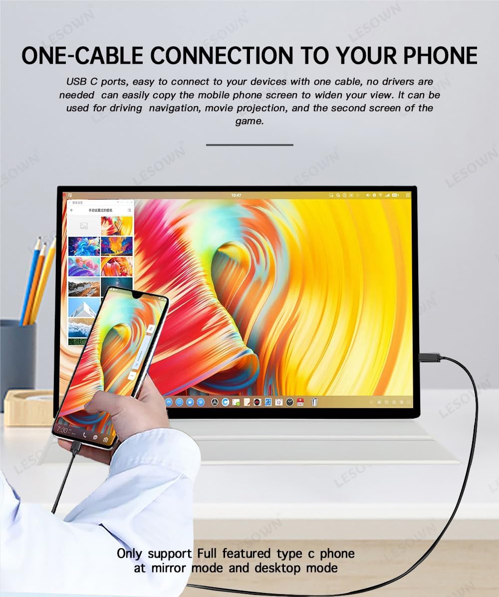 Portable Monitor 16 inch 1920x1200 ADS USB-C HDMI 400Nits High Brightness 120Hz Gaming Ultra Wide Display with Speakers External Monitor for Laptop PC Phone Mac (1200p 120Hz No Touch)