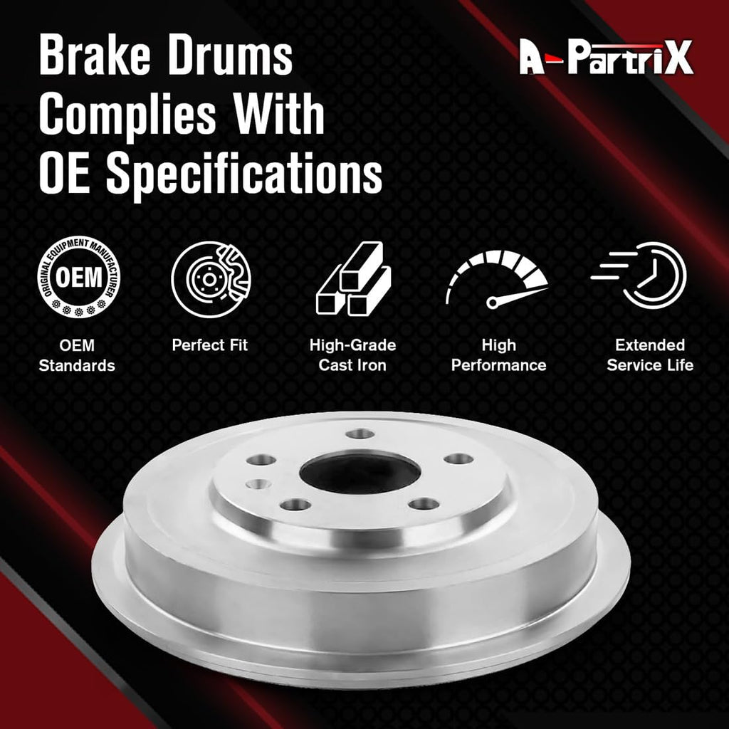 2Pcs Brake Drum Rear Automotive Replacement Brakes Kit fits Honda Accord 2.4L 2003-2007, fits Civic 1.8L 2006-2015, fits CR-V 2.0L 1997-2001