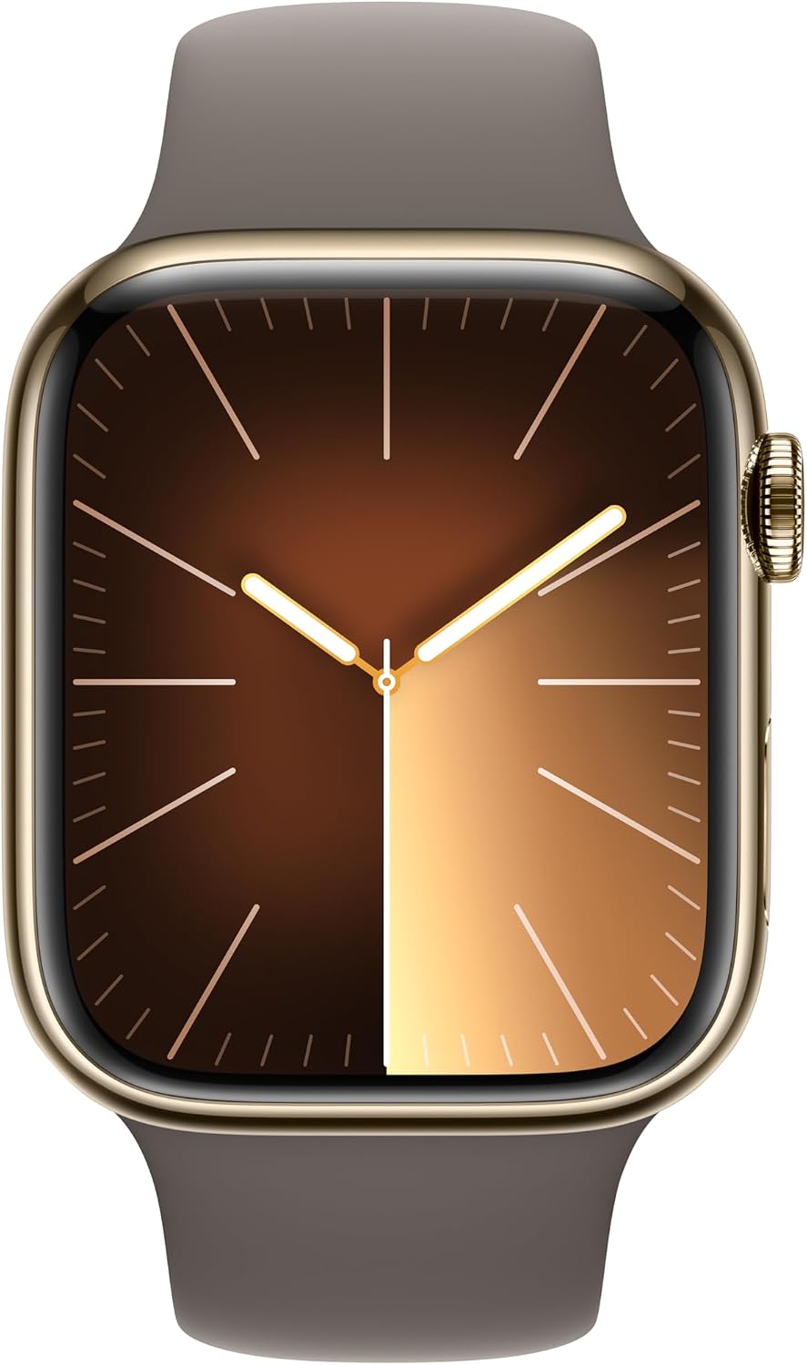 Apple Watch Series 9 [GPS + Cellular, 45mm] - Gold Stainless Steel Case with Clay Sport Band, M/L (Renewed Premium)