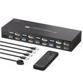 8K Displayport HDMI KVM Switch 4 Computers 2 Monitors KVM Switches Dual Monitor for 4 PC Sharing 2 Monitor and 4 USB3.0 Devices(US Power Plug)