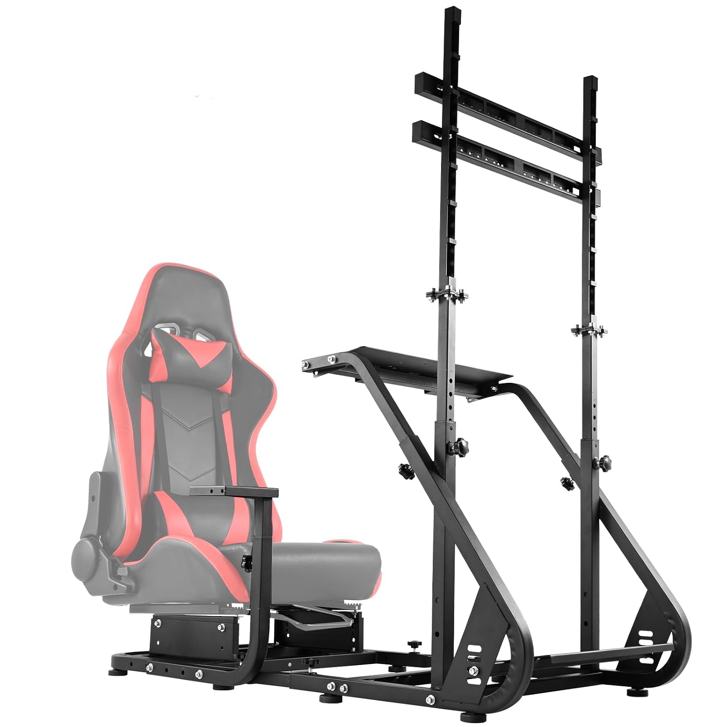 Supllueer Racing Simulator Cockpit Wheel Stand with Monitor Stand Fit for Logitech G27 G29 G920 GPRO,for Fanatec,for Thrustmaster,Sim Racing Cockpit with Monitor Stand, No Steering Wheel Pedal TV Seat