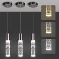 OKELI Modern Pendant Lights,3 Color LED Bubble Crystal Island Light Fixtures,Black Mini Pendant Lighting for Kitchen Island,Bar,6W,3000-6000K,ETL,3 Pack
