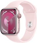 Apple Watch Series 9 [GPS + Cellular, 45mm] - Pink Aluminum Case with Pink Sport Band, M/L (Renewed)