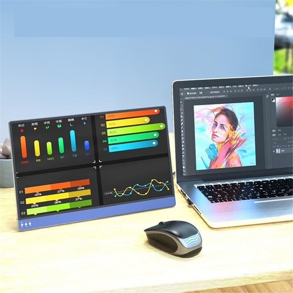 Portable Monitor for Laptop 15-inch External Screen 1920 * 1080 60HZ HDR10 100% SRGB Color Gamut Portable Display Portable Gaming Monitor