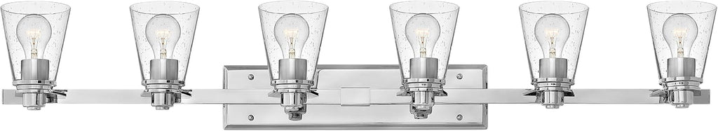 Hinkley Avon Collection Contemporary Modern Six Light Bathroom Vanity Fixture, Chrome with Clear Glass