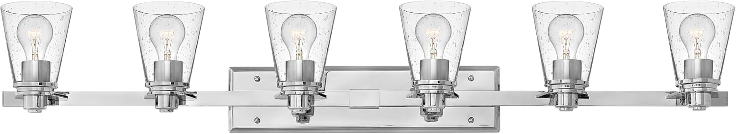 Hinkley Avon Collection Contemporary Modern Six Light Bathroom Vanity Fixture, Chrome with Clear Glass