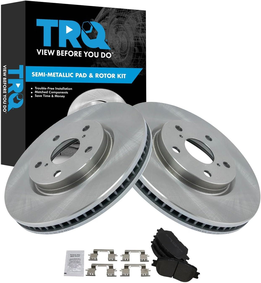 TRQ Front Brake Pad and Rotor Set Semi Metallic Vented Rotors Compatible with 2006 Lexus GS300 2009-2015 IS250