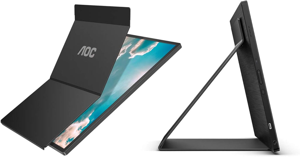 AOC 16T2 15.6' Full HD (1920 x 1080) Touch-Enabled Portable IPS Monitor, USB-C and Micro HDMI inputs, Built-in Battery, Stereo Speakers, SmartCover, AutoPivot, VESA for laptops, PC, Mac, Consoles