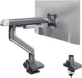 FlexiSpot Single Monitor Arm, Premium Aluminum Monitor Desk Mount Fits Screen up to 39 Inches, Fully Adjustable Monitor Stand with C-Clamp & Grommet Base, Holds 6.61 to 26.46 lbs, Gun Gray