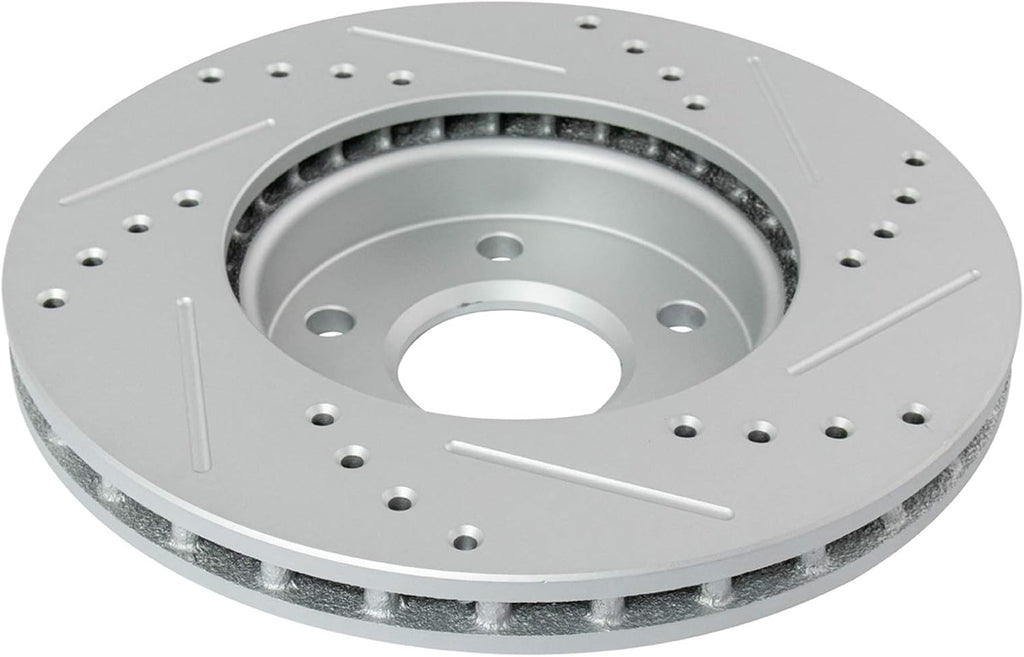 TRQ Performance Front and Rear Brake Rotor Set G Coated Drilled and Slotted Compatible with 2012-2018 Ford Focus