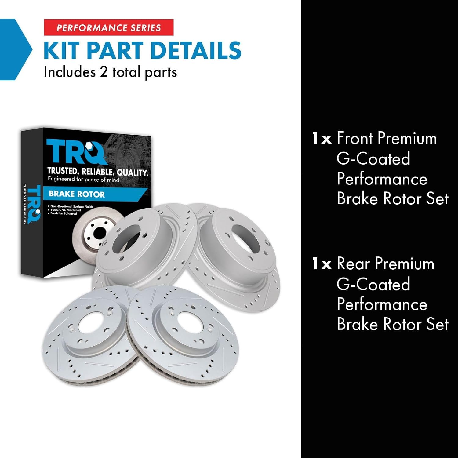 TRQ Front & Rear Brake Performance Rotor Kit Compatible with Chrysler Dodge Jeep Mitsubishi