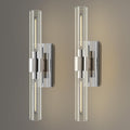 Wall Sconces Set of Two 22.8' Indoor Wall Light Fixtures, Nickel Bathroom Vanity Light Fixtures with Clear Glass, Modern Wall Lamp for Bathroom Living Room Bedroom Hallway(Bulb Included)