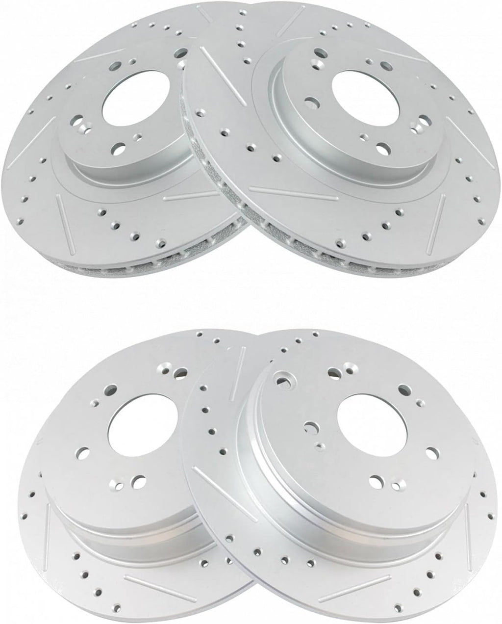 TRQ Performance Front and Rear Brake Rotor Set G Coated Drilled and Slotted Compatible with 2005-2006 Honda CR-V
