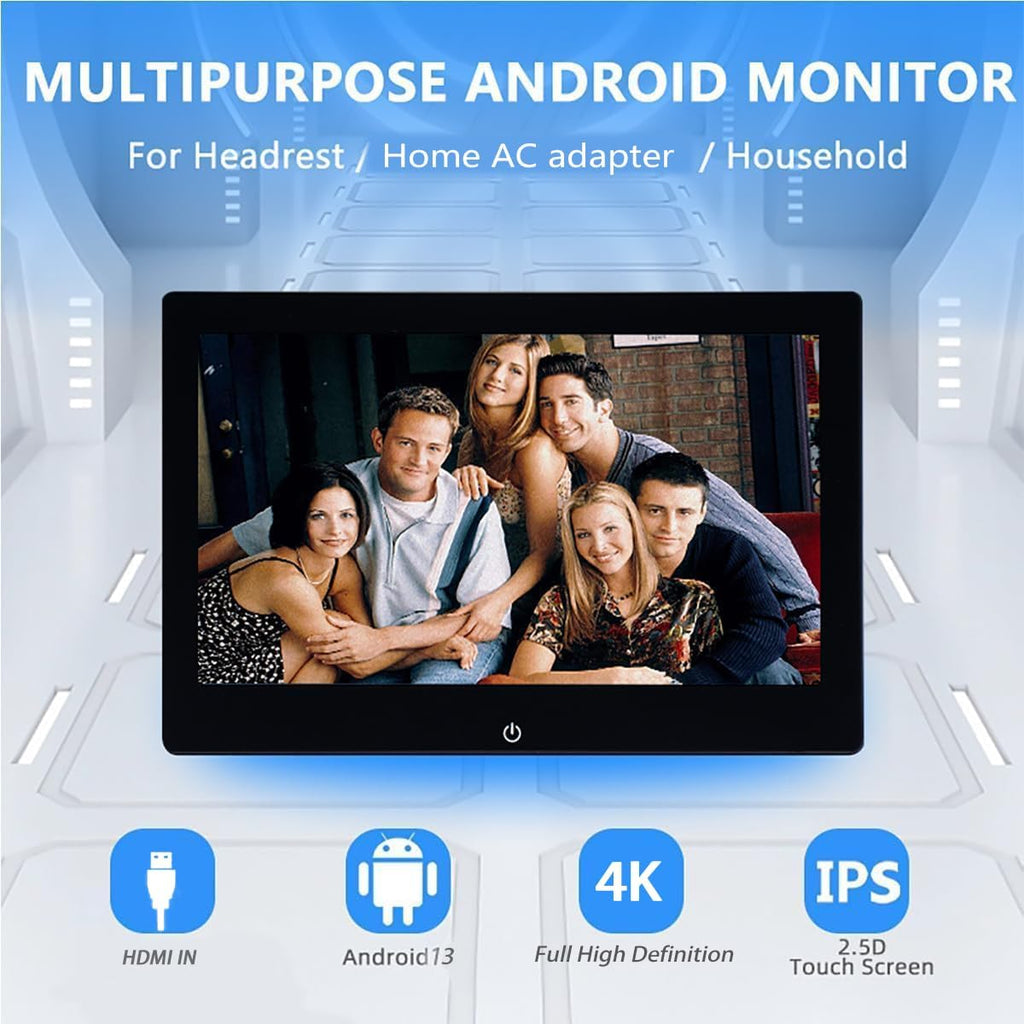 4K Android 13 Portable Car TV Headrest Monitor Back Seat,10.1 Inch Touch Screen Tablet Portable Multi-Media Video Player,Support Phone Wireless Mirror Link,WiFi USB/SD Card & 2G+32GB 1PCS