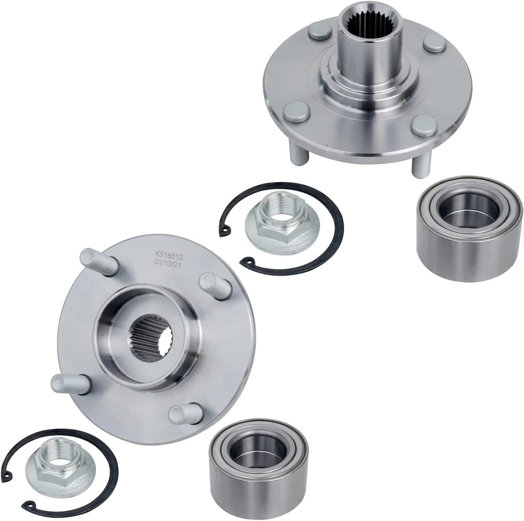 Detroit Axle - Front Brake Kit for Ford Focus 2000-2004 [Excludes SVT] Disc Brake Rotors Ceramic Brakes Pads Wheel Bearing Hubs Assembly [4-Lug ABS] 2001 2002 2003 Replacement