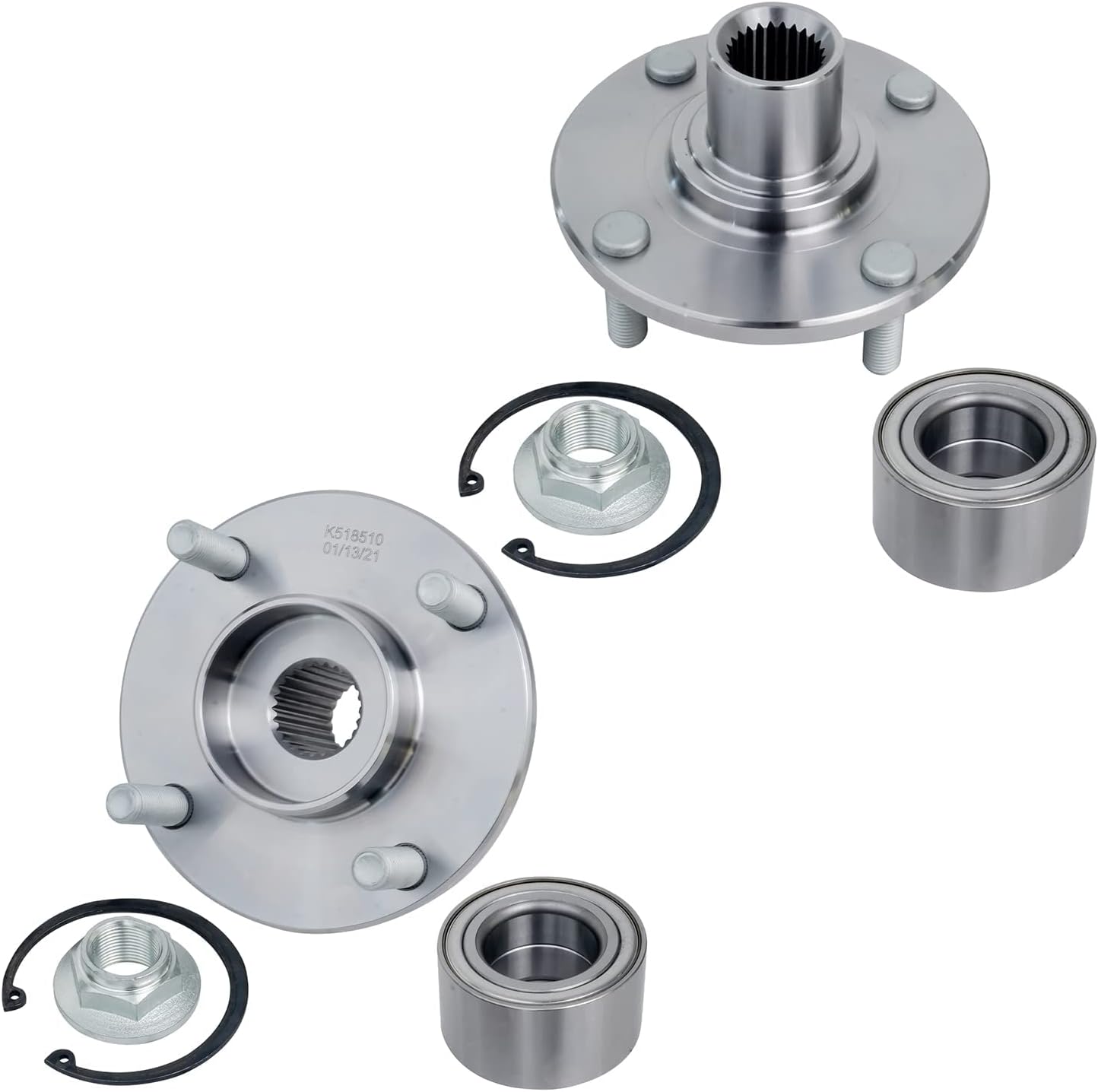 Detroit Axle - Front Brake Kit for Ford Focus 2000-2004 [Excludes SVT] Disc Brake Rotors Ceramic Brakes Pads Wheel Bearing Hubs Assembly [4-Lug ABS] 2001 2002 2003 Replacement