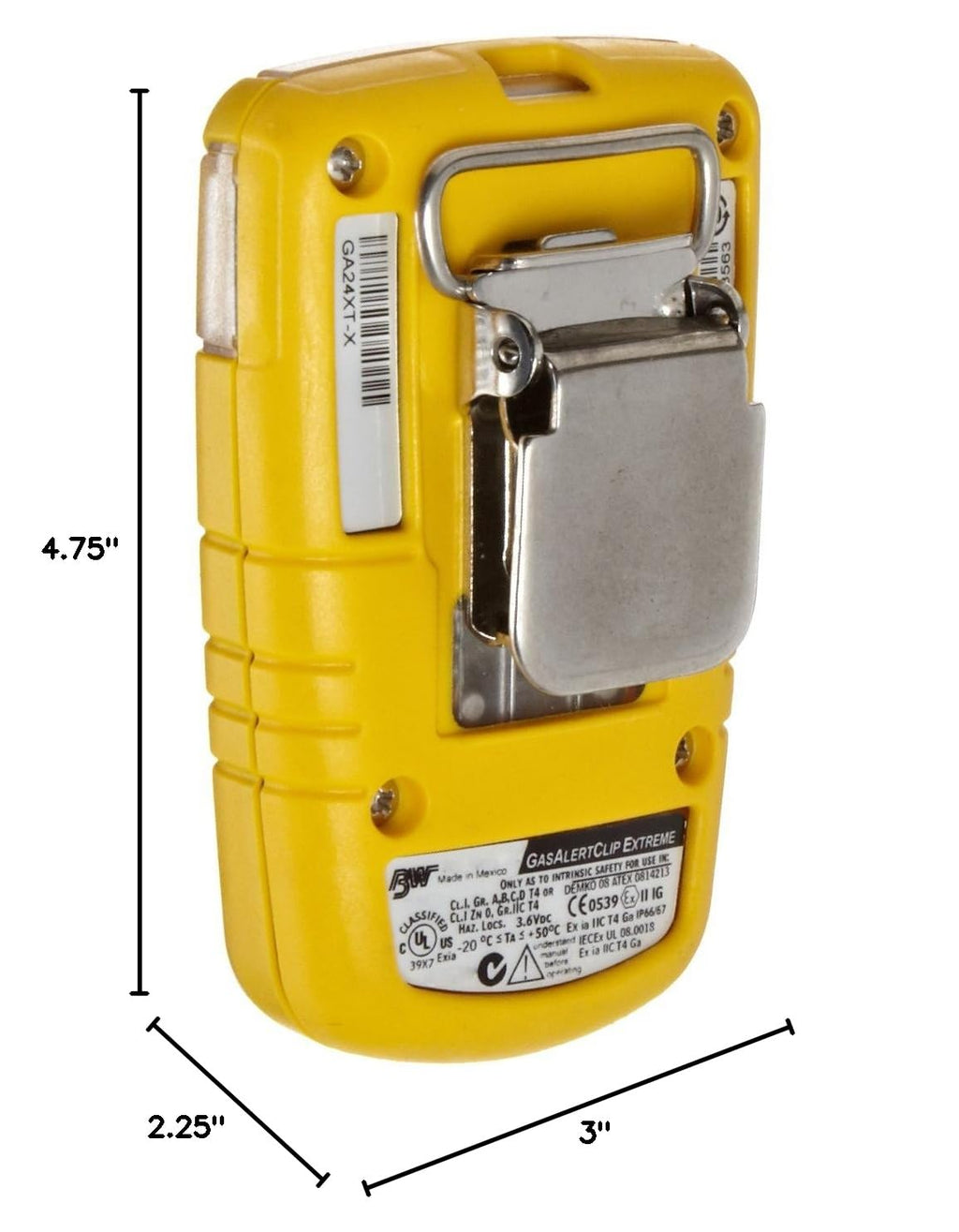 BW Technologies BWC2-X BW Clip Single Gas O2 Monitor, 19.5/23.5, Yellow