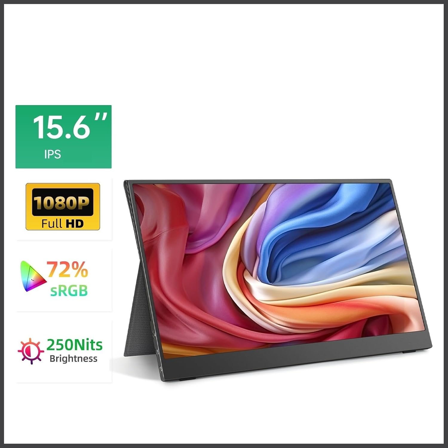 Portable Monitor for Laptop 15.6 Inch 1920 * 1080 60Hz IPS Portable Display for Laptop Computer Office Mobile Phone Extended Sub-Screen Portable Gaming Monitor