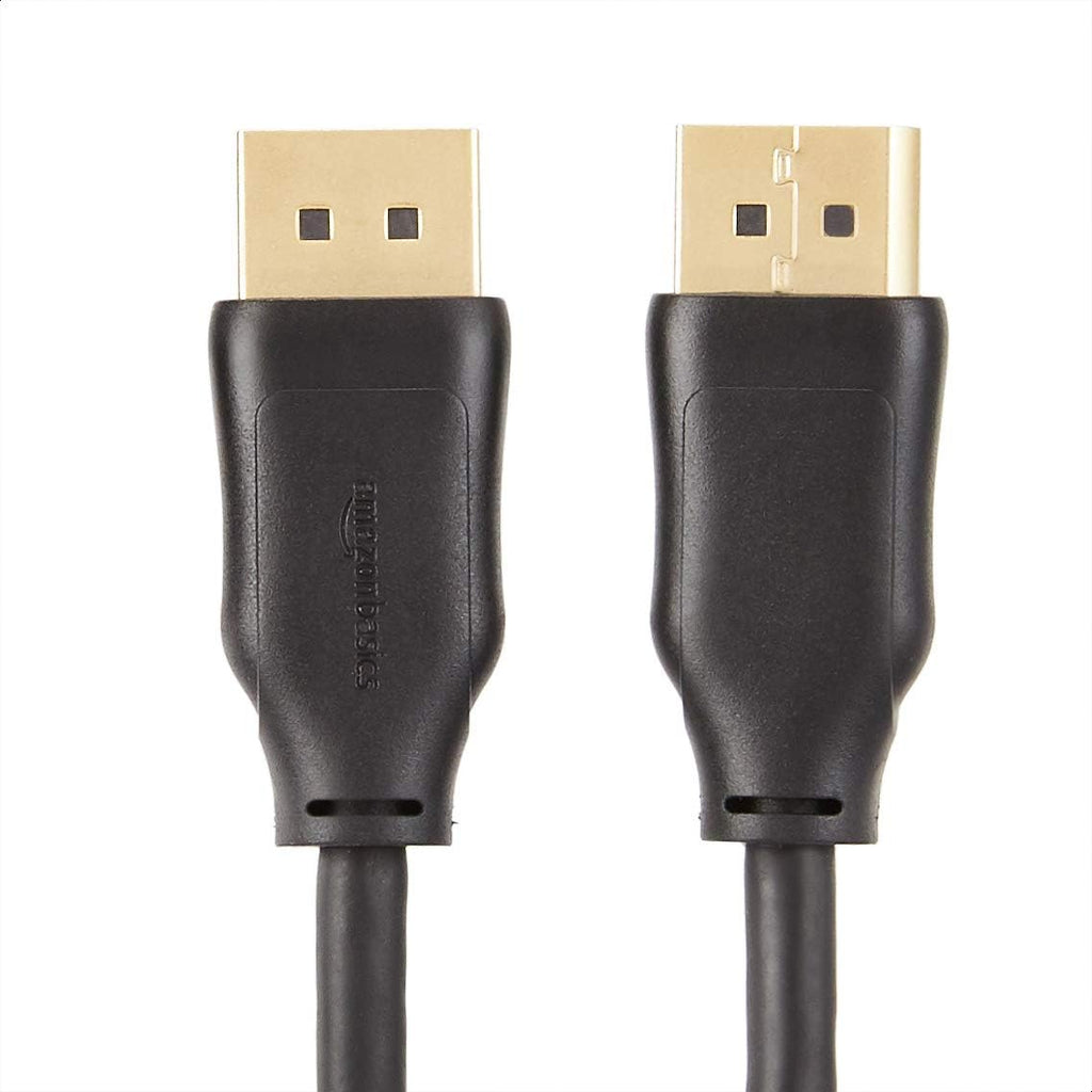 Amazon Basics DisplayPort to DisplayPort HD Display Cable, Gold-Plated, 6 ft, 52 count, Black