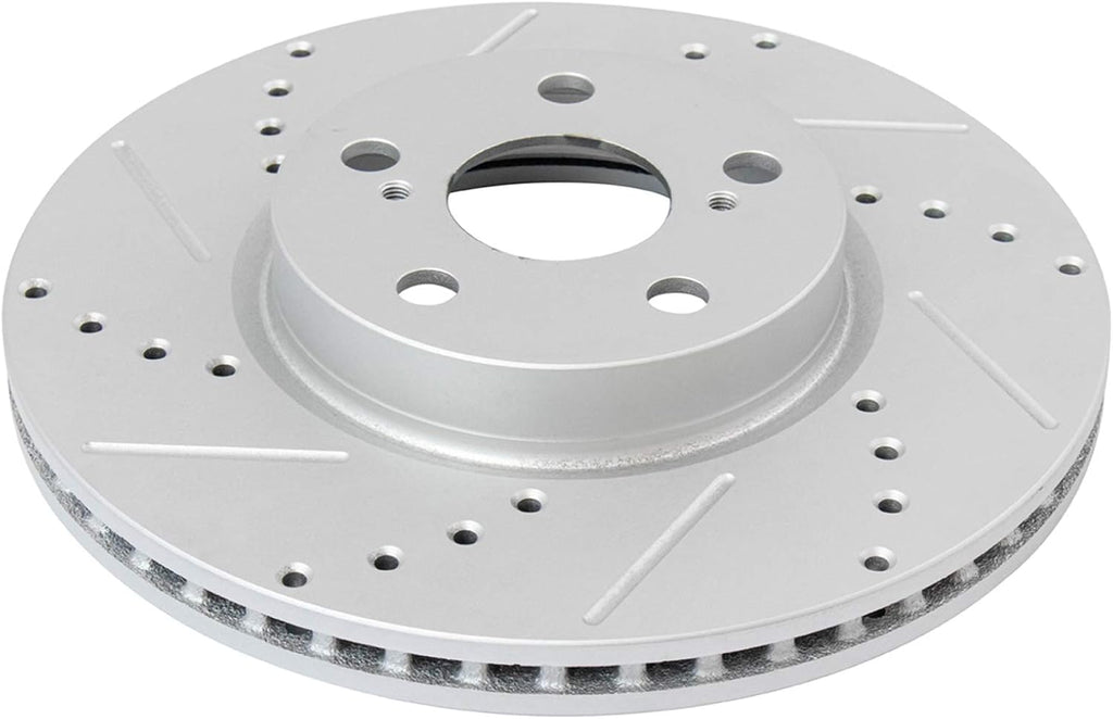 TRQ Performance Front and Rear Brake Rotor Set G Coated Drilled and Slotted Compatible with 2009-2010 Pontiac Vibe 2009-2019 Toyota Corolla 2009-2013 Matrix
