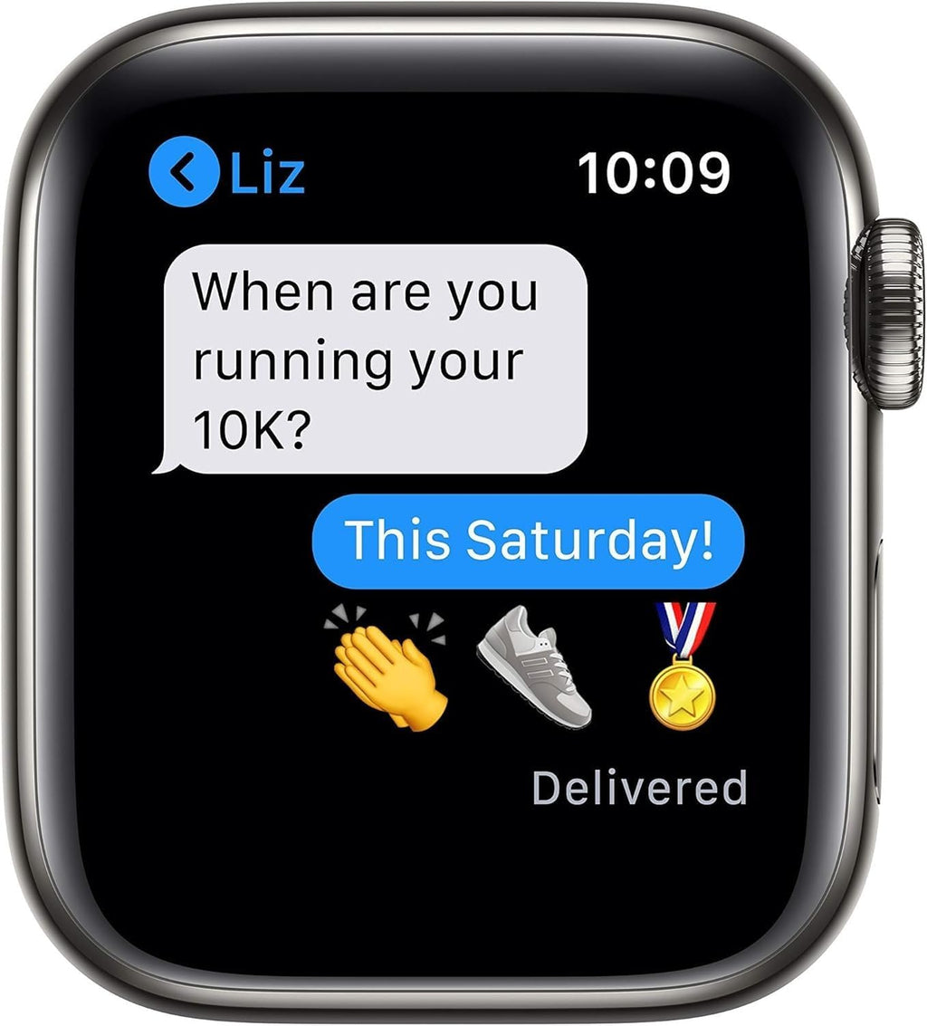 Apple Watch Series 6 (GPS + Cellular, 40mm) Titanium Case with Black Sport Band (Renewed)