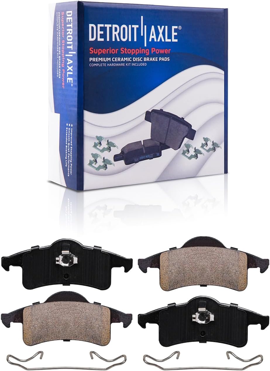 Detroit Axle - Brake Kit for 1999-2004 Jeep Grand Cherokee Disc Brake Rotors Ceramic Brakes Pads w/Hardware 2000 2001 2002 2003 Front and Rear Replacement