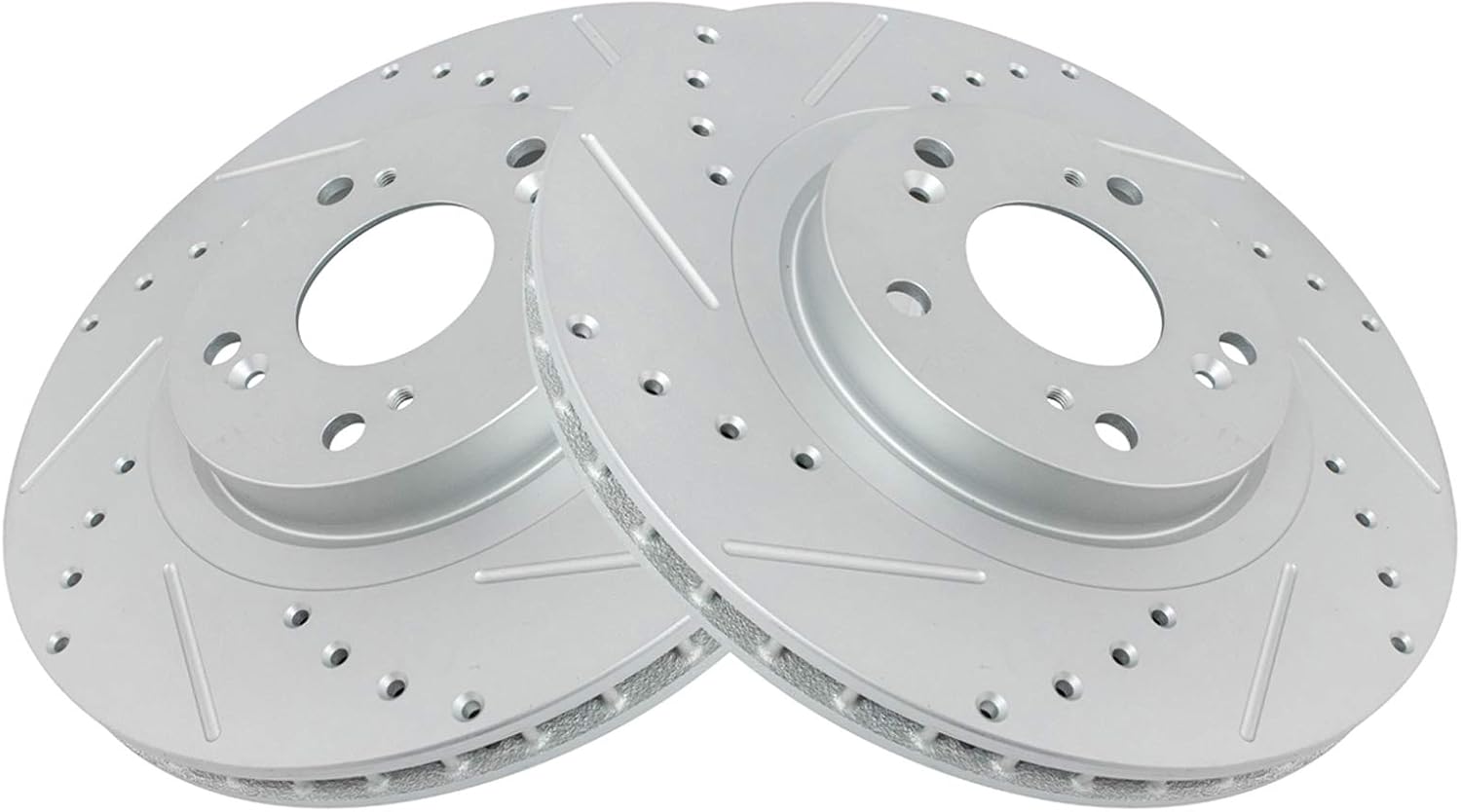 TRQ Performance Front and Rear Brake Rotor Set G Coated Drilled and Slotted Vented Solid Compatible with 2006-2015 Honda Civic 2013-2015 Acura ILX
