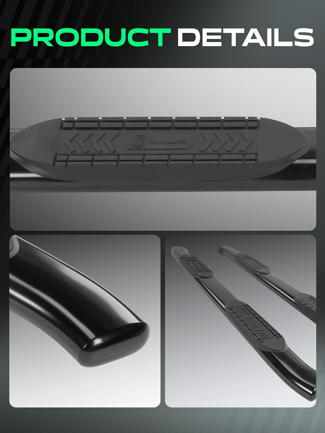 YHTAUTO 6 Inch Running Boards Side Steps Fits Chevy Silverado & GMC Sierra 1500 2019-2026, 2500 HD/3500 HD 2020-2026 (Crew Cab) Oval Bent Ends Carbon Steel Black Powder, Side Step Rails