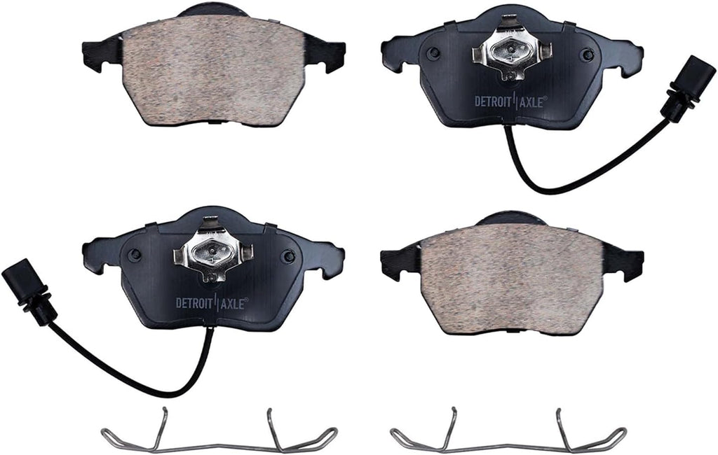 Detroit Axle - Front Brake Kit for Audi 1999-2006 A4 / A4 Quattro 1995-2001 A6 / A6 Quattro VW 2000-2003 Passat, Brake Rotors w/Ceramic Brake Pads w/Hardware Replacement: 11.34' inch Rotors