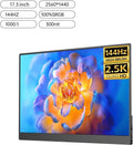 Portable Monitor for Laptop 17.3 Inch 144hz 2.5K IPS Laptop External Expansion Screen 100% SRGB 300nit Portable Monitor Portable Gaming Monitor