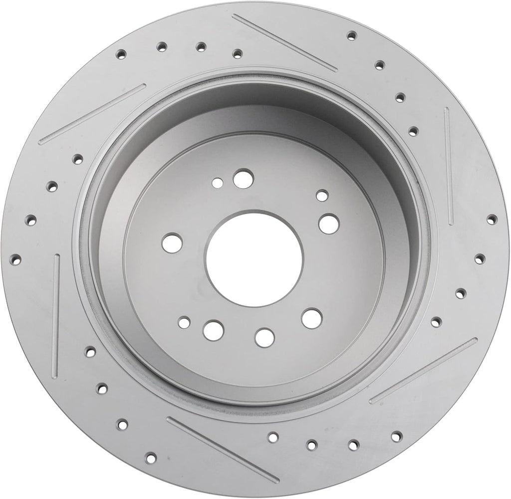 TRQ Performance Front and Rear Brake Rotor Set G Coated Drilled and Slotted Compatible with 2014-2016 Acura MDX