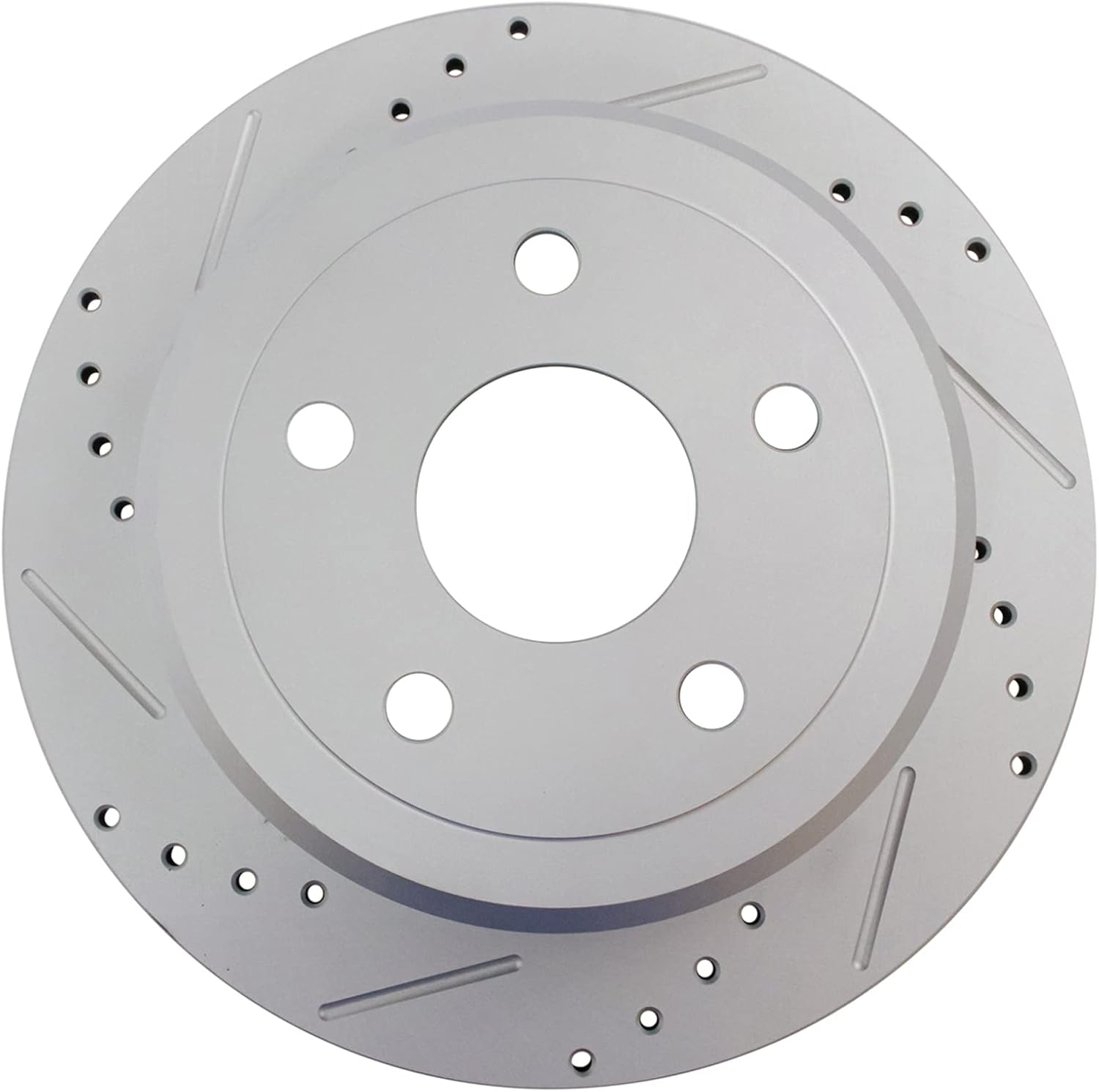 TRQ Performance Front and Rear Brake Rotor Set G Coated Drilled and Slotted Compatible with 2007-2017 Jeep Wrangler 2018 Wrangler JK