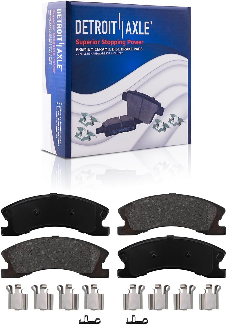 Detroit Axle - Brake Kit for 1999-2004 Jeep Grand Cherokee Disc Brake Rotors Ceramic Brakes Pads w/Hardware 2000 2001 2002 2003 Front and Rear Replacement
